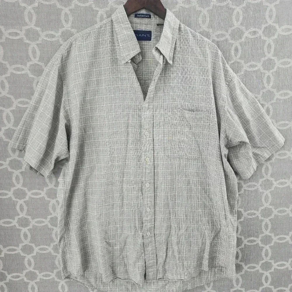 Vintage GANT Boston Cord Checker Textured Button Up Short sleeve Men's Shirt